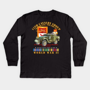 15th Cavalry Group - One for All - w Armored Scout Car w SSI WWII  EU SVC Kids Long Sleeve T-Shirt